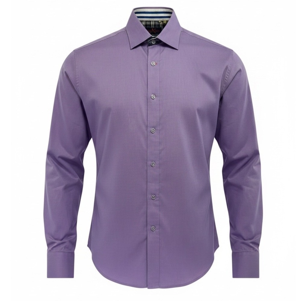Robert Graham Mens Medium Tailored Fit Purple Flip Cuffs  Button Down Shirt (Q41